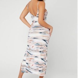 SHEIN Marble Water Color Ruched Bodycon Dress